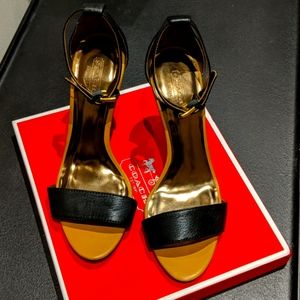 Coach Leather and Metallic Sharrin Wedge - Size 8